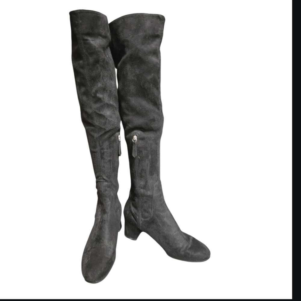 Zara's Heeled Elegant Black Faux Suede Over-the-Knee Boots